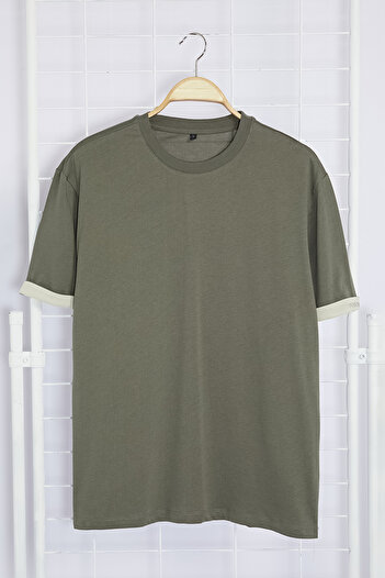 Trendyol Collection Antracitové vyšívané oversize bavlněné tričko - TMNSS24TS00176