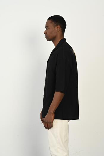 Rocqerx R-3954 Back Imaginary Embroidered Linen Shirt