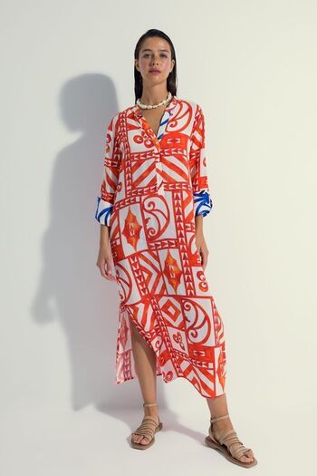 DeFacto Istanbul X Patterned Long Sleeve Breathable Beach Dress - Y1884az23hs