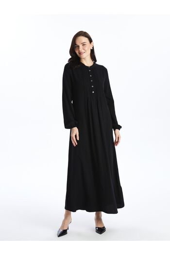 LC Waikiki Women's Dress - Crew Neck, Solid, Long Sleeve