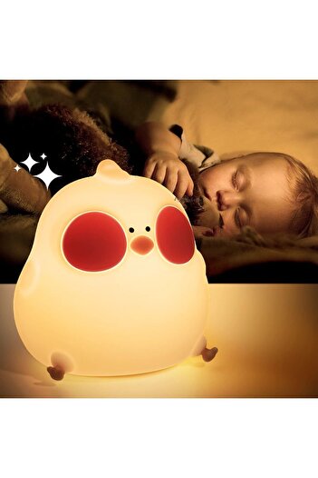 m.tk moveteck Çocuk Bebek Odası Gece Lambası Led Rgb Işıklı Sevimli Figürlü Renk Değiştiren Dokunmatik Silikon Pet