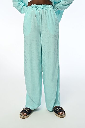 Orfeo Negro Comfortable Women's Trousers - Wide Leg and Elastic Waist, Mint Color
