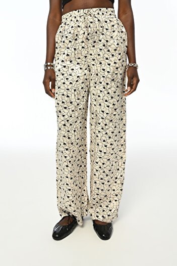 Orfeo Negro Comfortable Patterned Women's Trousers - Jacquard with Elastic Waist