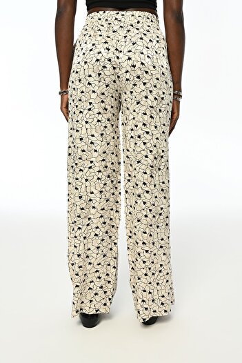 Orfeo Negro Comfortable Patterned Women's Trousers - Jacquard with Elastic Waist
