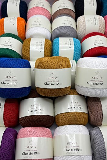 SENSY Classic 10 Tığ İpi 100% Merserize Pamuk Örgü İpi, Dantel İpi, Giza Mısır Pamuğu Yeşil
