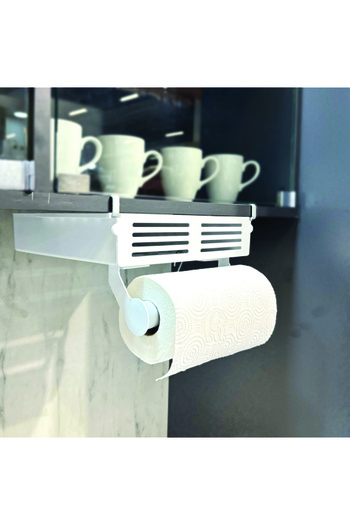 Prima Nova Rolf Kitchen Organizer - Shelf Paper Towel Holder, White, 34.5 cm