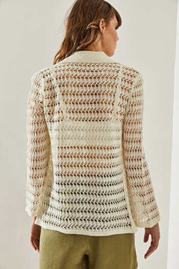 Bianco Lucci Openwork Women's Cardigan -20246147