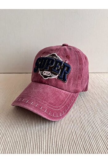 CosmoOutlet Unisex Embroidered Claret Red Hat - Super Premium, Washable Back Adjustable