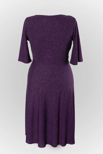 SUBU TASARIM Glittery Gathered Evening Dress Purple MDV336
