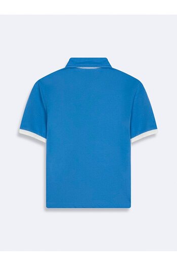 Ltb Tricou cu mânecă scurtă, cu guler polo, cu slogan, slim, relaxat, albastru