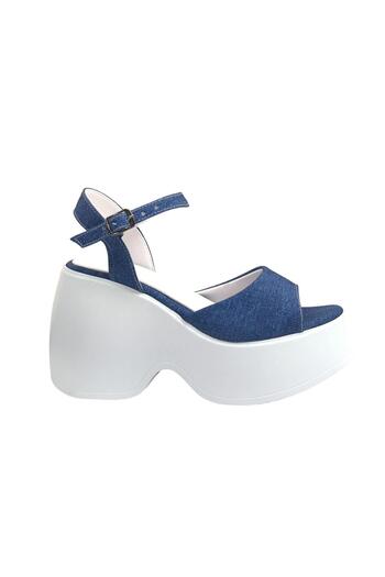 bescobel Fassa Blue Denim - High Sole Single Strap Women's Sandals 10cm dlg10