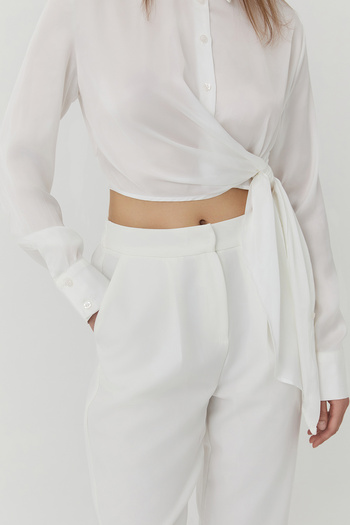 Quzu White Trousers with Elastic Waist
