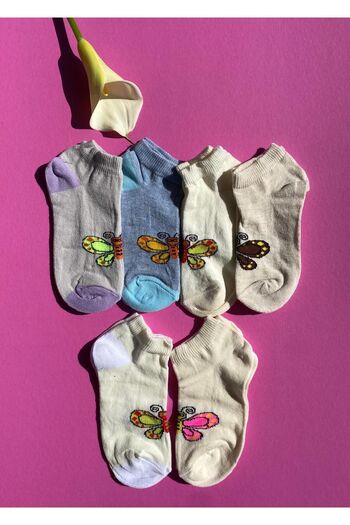 Ahmio Assortment Patterned, 6 Pieces Cotton, Lycra, Booties Cut Short Children's Socks
