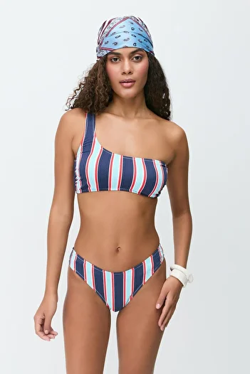 C&City One Shoulder Bikini Set 3280 - Navy/Orange