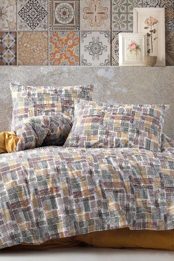 Marie Claire Single Duvet Cover Set Adrıan 100% Cotton Copper