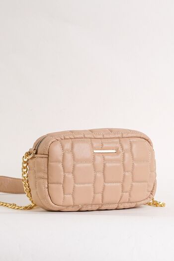 Çantacımstore Women's Chain Quilted Mini Crossbody Bag Mink 3050
