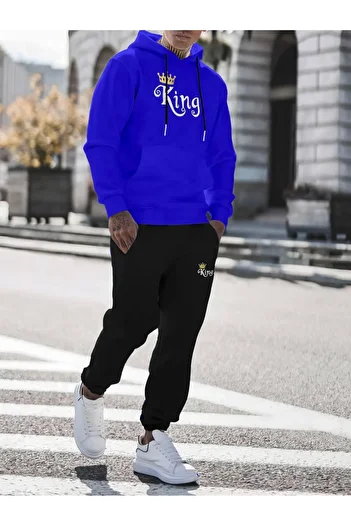 CLASSY.MODA Σετ αθλητικής φόρμας με κουκούλα μονό κεντημένο - 2 τεμάχια πάνω-κάτω, ΔΥΟ νήματα ανυψωμένα