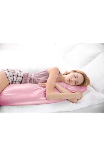 Tinybabyconcept Natural Silk Textured Cotton Satin Pillow Case 1st Quality Bead Silicone Filled Pillow 50x135cm
