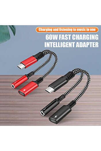 Choice 2in1 USB C To 3.5mm Headphone Jack Adapter Type C PD 60W Charge Audio Aux Adaptor for Ipad Pro Sa...