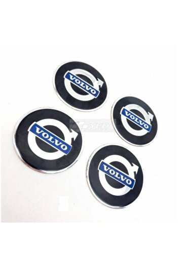 DURU DORUK Volvo Jant Göbeği Arması 60mm Mavi Siyah Alüminyum 4 Lü Set