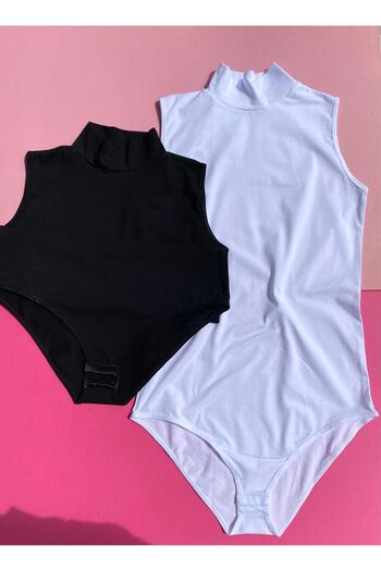 VicTroy Ασπρόμαυρο 2 τεμάχια Lycra Turtleneck Tank Top Tank Top