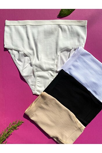 Freya Boutique Жіночі 4-пари бавовняні трусики-сліпи трикутної форми з підкладкою, кольори: екрю, чорний, білий та тілесний