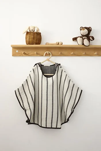 Mujo Baby&Kids Organic 4 Layer Striped Muslin Children's Poncho