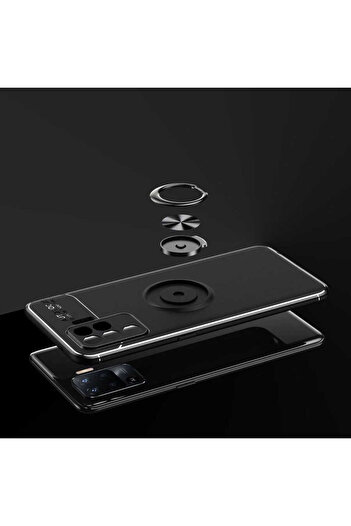 halkhouse Oppo Reno 5 Lite Uyumlu Kılıf Auto Focus Yüzüklü Standlı Ravel Silikon Kapak