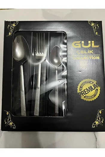 DİBA AVM 30 Pieces 6 Person Fork Spoon Set Wicker Stick Model 30 Pieces Boxed Gift Dowry Holder