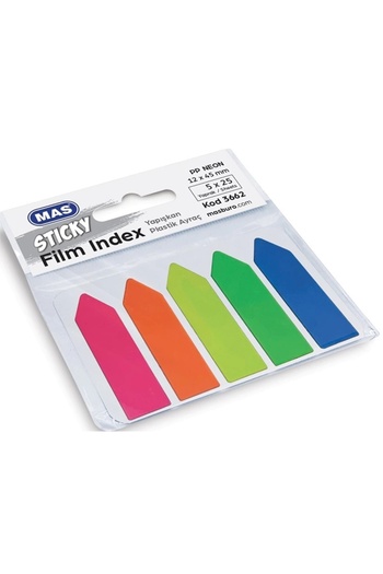 Mas 12x45mm Plastic Arrow - Film Index, 25 Sheets, 5 Colors, 3662