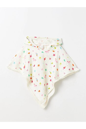 LC Waikiki LCW baby Hooded Printed Baby Girl Poncho Towel