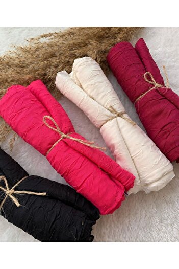 HAR-UM Ticaret Hijab Women's Bamboo Scarf Shawl Model - Set of 4 >black >burgundy>cream>fuchsia