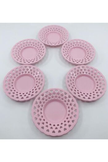 Tvet 12 Pieces 11 Cm Plastic Heart Tea Plate - Mixed Color Will Be Dispensed