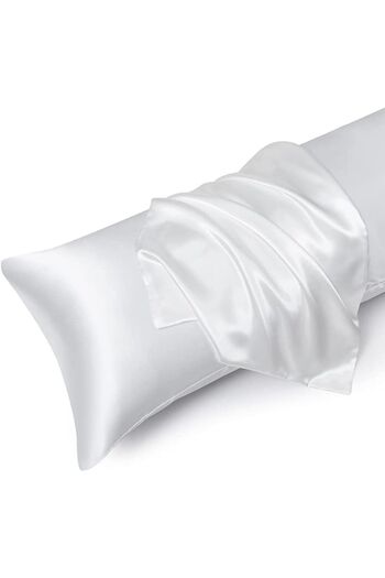 Tinybabyconcept Natural Silk Textured Cotton Satin Pillow Case 1st Quality Bead Silicone Filled Pillow 50x135cm White