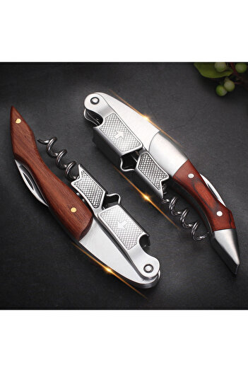 Choice Pattern Wood Handle Corkscrew Professional Wine Opener Portable Screw Corkscrew Multifunction Beer C