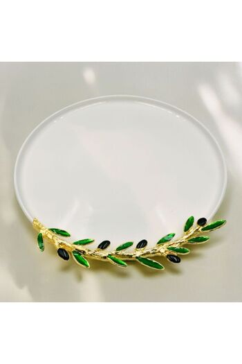 iQey Home Olive Detailed Porcelain Serving Plate 26 cm