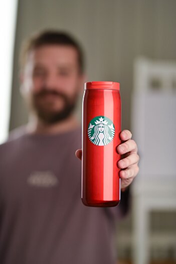 Starbucks Kırmızı Parlak Paslanmaz Çelik Termos 473 ml