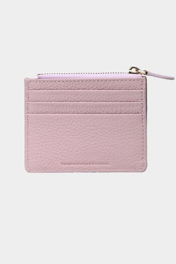 Grande 3603 Genuine Leather Coin Compartment Zippered Women's Men's Wallet Card Holder Lilac
