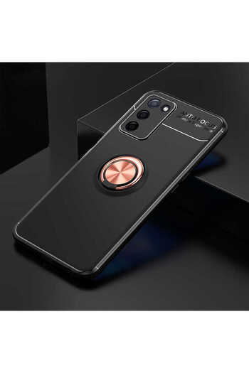 halkhouse Oppo A55 5G Uyumlu Kılıf Auto Focus Yüzüklü Standlı Ravel Silikon Kapak
