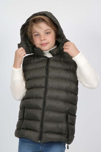 Buket Tekstil Khaki Puffer Vest for Boy - Double Pocket and Extra Fiber Filling
