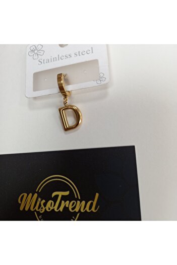 miso aksesuar takı Misotrend Steel D Letter Single Balloon Earrings