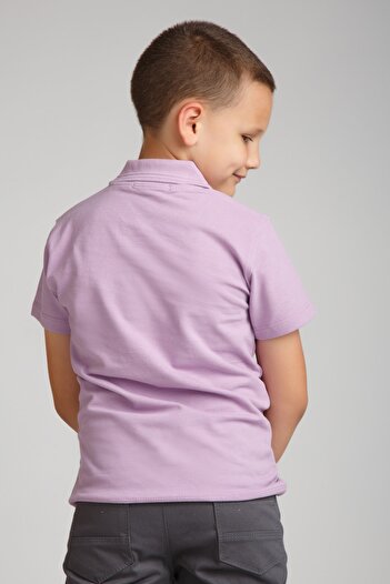 Dragora Erkek Çocuk Penye Polo Yaka Lila  T-shirt