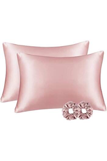 Tinybabyconcept 100% Silk Satin 50x70 Cm 2 Pillow Cases & 2 Buckles Pink Color