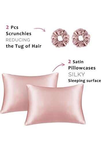 Tinybabyconcept 100% Silk Satin 50x70 Cm 2 Pillow Cases & 2 Buckles Pink Color