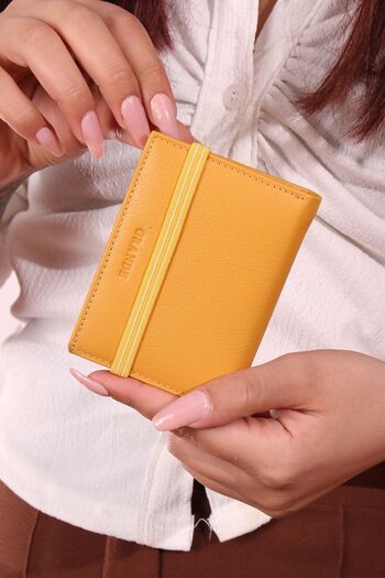 Grande 325 Unisex Genuine Leather Transparent Card Holder Wallet YELLOW