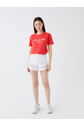 LC Waikiki Ripped Detailed Standard Fit Women's Jean Shorts