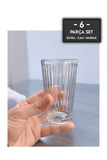 gkzglass home dekor Elysia Yılık Plain Water Glass Set - 6 Pieces