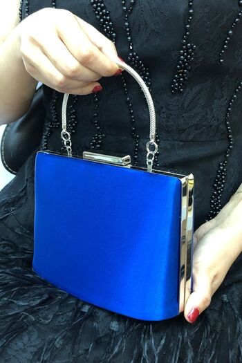 NAZART Women's Satin Saks Blue Evening Dress Clutch Portfolio Ladies Bag