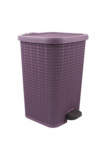 KıtayGroup Plum Knitted Patterned 22 Liter Pedal Trash Can