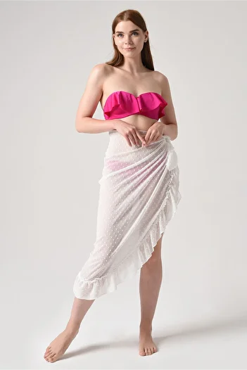 Bolder Ashley Ecru Ruffle Pareo
